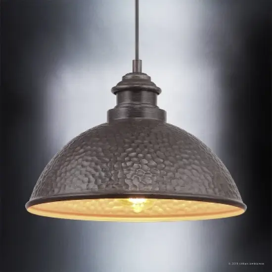 Urban Ambiance Luxury Hammered Outdoor Pendant Light,  8" x 12",  Aged Pewter Finish, UHP1172 image {2}