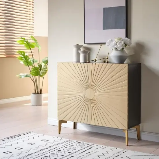 Kings Brand Furniture 2-Door Storage Cabinet, Accent Sideboard Buffet, Coffee Bar Console Table image {6}