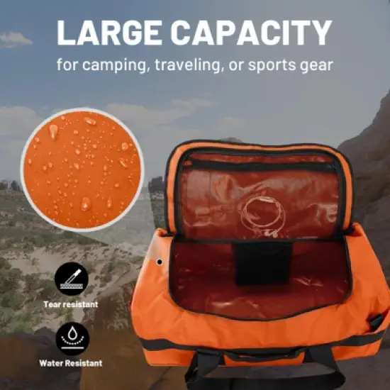 90L Water Resistant Backpack Duffle Heavy Duty Convertible Duffle Bag with Backpack Straps for Gym, Sports, Travel, Orange image {5}