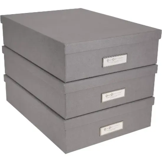 Bigso Oskar Fiberboard Label Frame Document Letter Box - File Organizer Box for Paperwork - Document Storage with a Lid image {8}