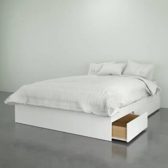 3 Drawer Storage Platform Bed White - Nexera image {1}