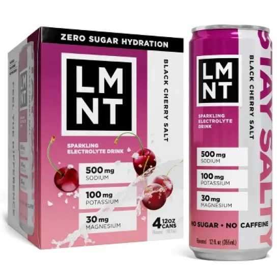 LMNT Zero Sugar Black Cherry Sparkling Electrolyte Drink - 4pk/12 fl oz Cans image {5}