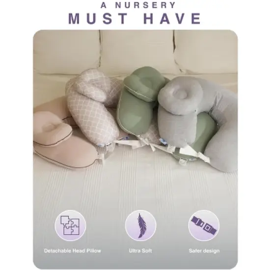 Pharmedoc Nursing Pillow for Breastfeeding - Breast Feeding Pillows with Headrest and Adjustable Waist Straps - Removable Cover - Baby Essentials for Newborn - Full Support for Mom and Baby image {4}
