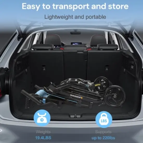ProTraverse Wheelchairs for Adults, Foldable and Portable Transport Wheelchair, Portable Folding Transfer Wheelchairs for Seniors(Blue) image {1}