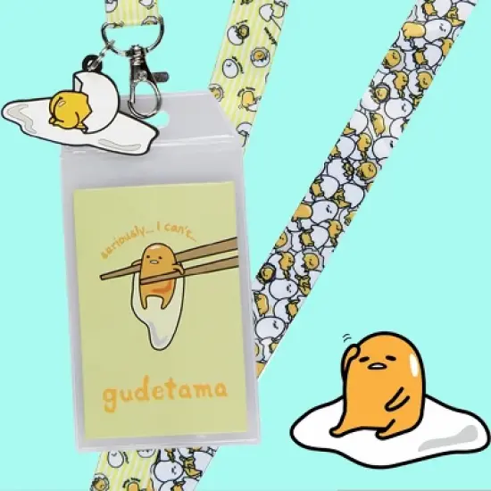 Gudetama I Can't ID Badge Holder Breakaway Lanyard w/ 2" Charm image {4}