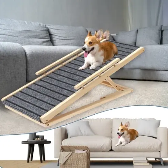 Unique Bargains  Wooden FoldableDog Ramp for Bed 1 Pc image {5}