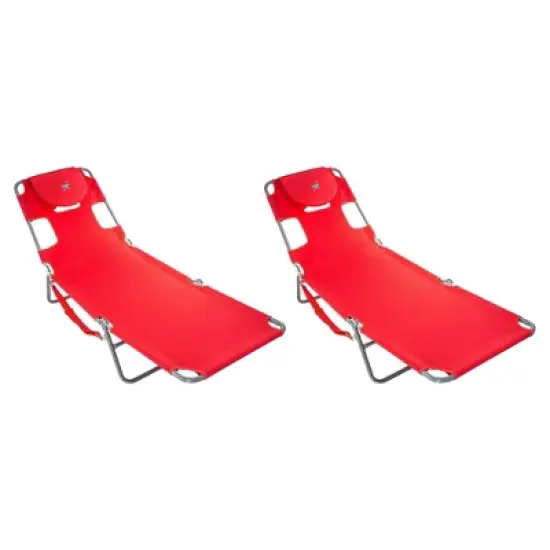 Ostrich Chaise Lounge Folding Portable Sunbathing Poolside Beach Chair (2 Pack) image {8}