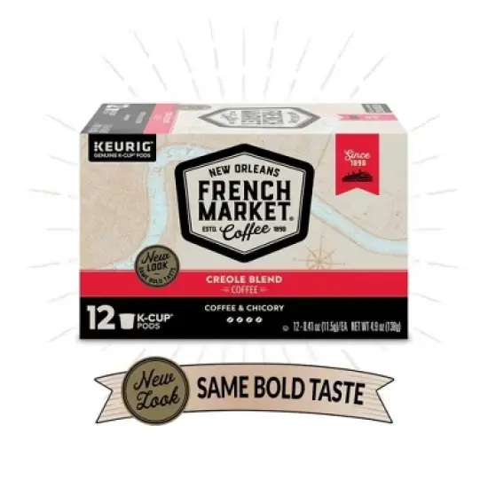 French Market Coffee Single Serve Cups, Medium-Dark Roast With Chicory, 12 count (6 Pack) image {6}