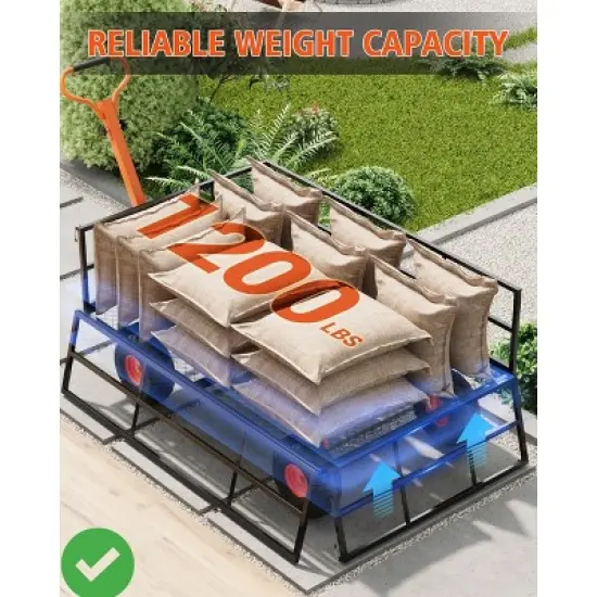 Heavy Duty Steel Garden Cart 1200 LBS Capacity 3 in 1 Pullable Garden Wagon with 13" Wheels for Gardening Soil Tools & Plant Transport image {1}