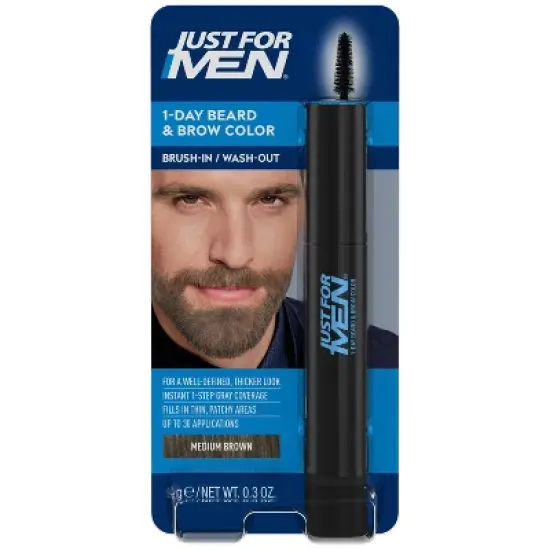 Just For Men 1-Day Temporary Beard & Brow Color, Up to 30 Applications - 0.3 fl oz image {11}