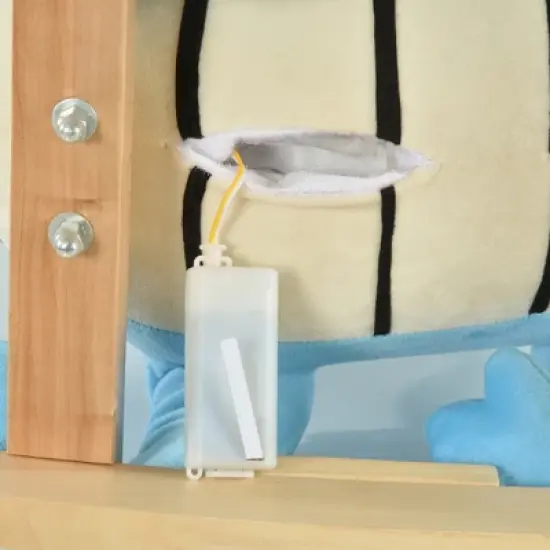 Qaba Kids Plush Ride-On Rocking Horse Toy Dinosaur Ride Rocking Chair with Realistic Sounds for18-36 Months, Blue image {4}