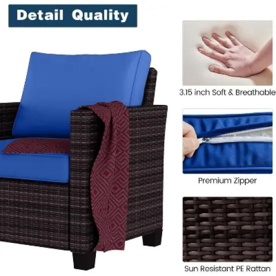 Acekool 8-Piece Outdoor Patio Conversation Set with Thick Cushions, Tempered Glass Coffee Table, and Storage for Garden, Porch & Backyard image {3}