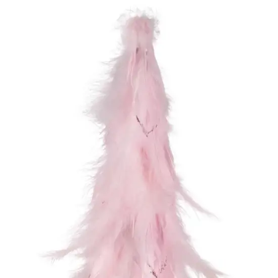 Northlight Small Layered Feather Cone Tree Glittered Christmas Decoration - 16" - Pink image {3}