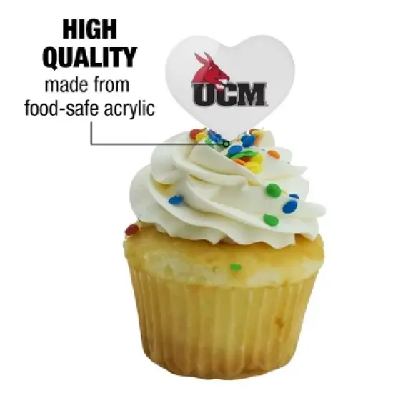 University of Central Missouri Primary Logo Heart Love Cupcake Picks Toppers Decoration Set of 6 image {2}