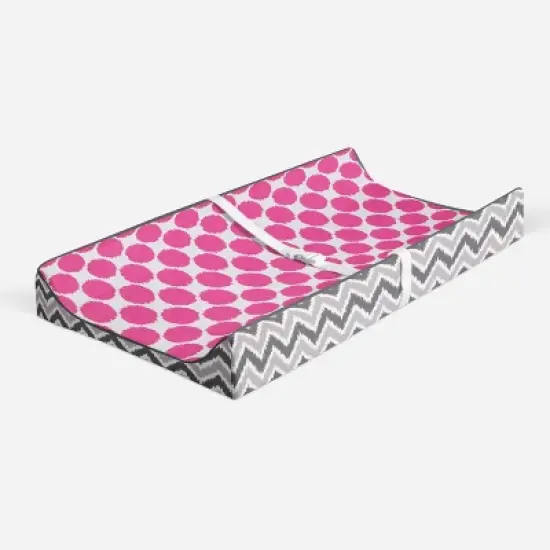 Bacati - Gray Zigzag Pink Dots Muslin Changing Pad Cover.... image {1}