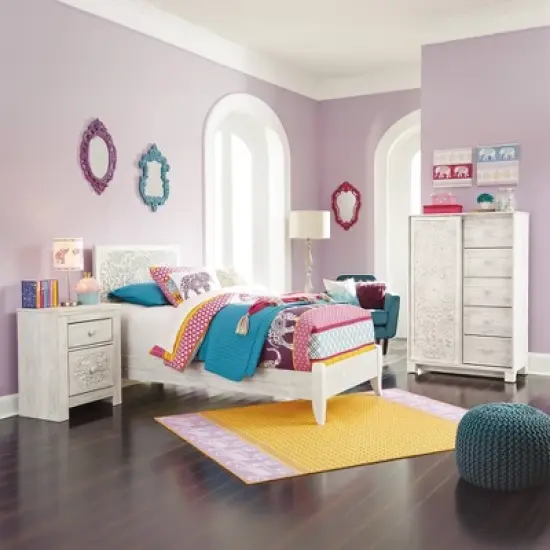 Paxberry Two Drawer Nightstand White Wash - Signature Design by Ashley: Traditional Style, USB Port, Storage Function image {8}