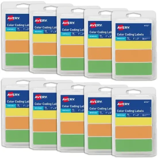 Avery Removable Color-Coding Stickers, 72 Per Pack, 10 Packs Assorted Colors, 720 Total (06722) image {5}