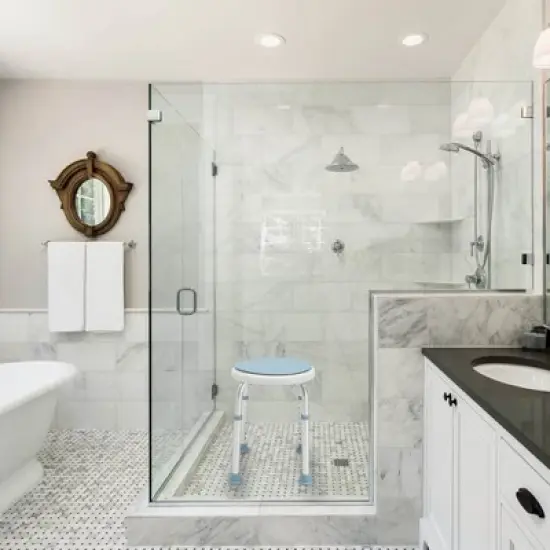 5 Star Super Deals Shower Chair & Bath Rotating Stool for Elderly - Adjustable Height 360&deg; Swivel Seat, Lightweight, Non-Slip & Round Padded image {3}