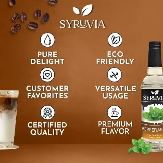 Syruvia Peppermint Syrup - 25.4 fl oz. Premium Flavoring Syrup For Coffee image {4}