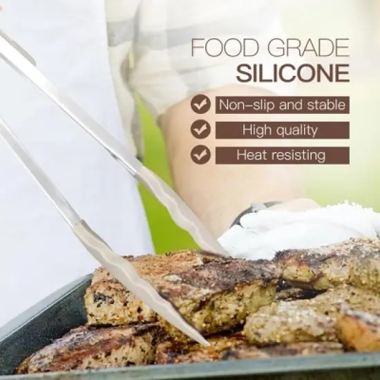 Itopfox 33-Piece Silicone Cooking Utensil Set with Stainless Steel Handles - Non-Stick Kitchen Tools Including Turner Ladle Whisk, Spatula, and More image {6}