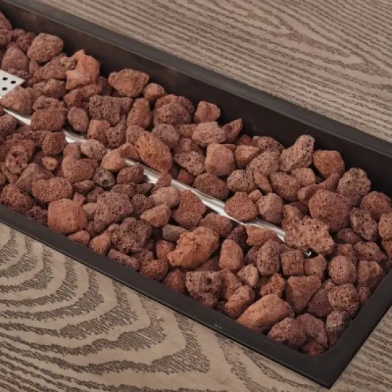 Senoia Outdoor Rectangular Fire Pit with Tank Holder - Brown - Christopher Knight Home image {12}