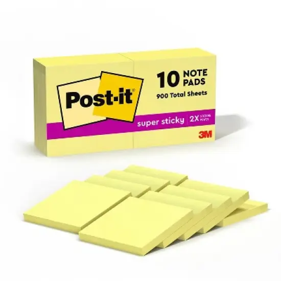 Post-it Super Sticky Notes 3" x 3" Canary Yellow 90 Sheets/Pad 558255 image {9}