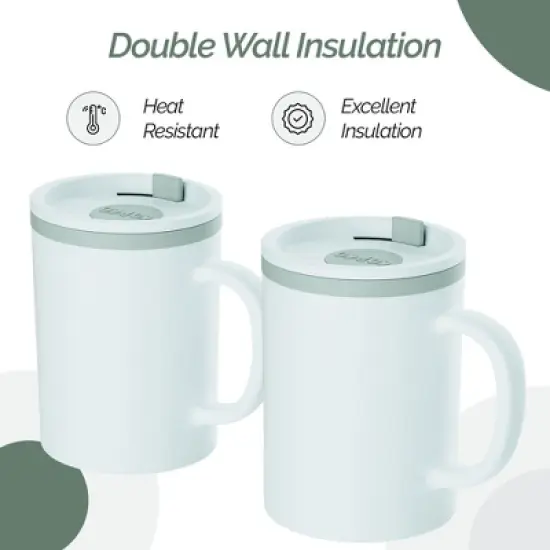 Copco Iconic 16oz Double Wall Insulated Desk Mug with Lid & Handle, Set of 2, BPA-Free Reusable Plastic, Spill-Proof - (Grey) image {2}