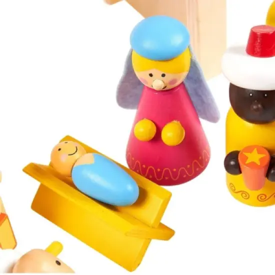 Blue Panda 15-Piece Kids Nativity Set, Wooden Christmas Nativity Scene and Playset Figures for Kids and Children Aged 3 and Older image {6}