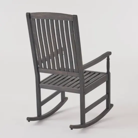 Arcadia Acacia Wood Rocking Chair Dark Gray - Christopher Knight Home image {5}