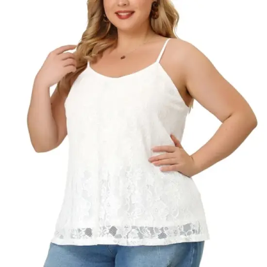 Agnes Orinda Women's Plus Size Lace Floral Adjustable Strap Elegant Camisole image {6}
