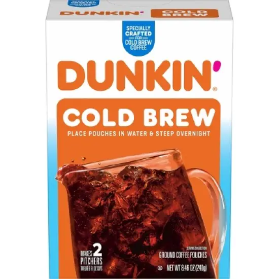 Dunkin' Cold Brew Medium Roast Ground Coffee Packs - 8.46oz image {5}