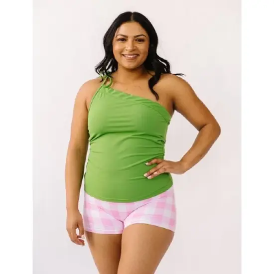 Lime Ricki Women's Clover One-Shoulder Tankini Top image {6}