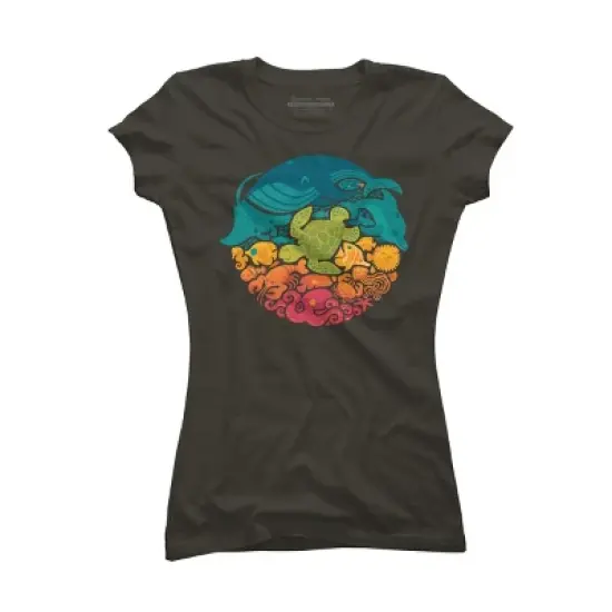 Junior's Design By Humans Aquatic Rainbow By Waynem T-Shirt image {3}