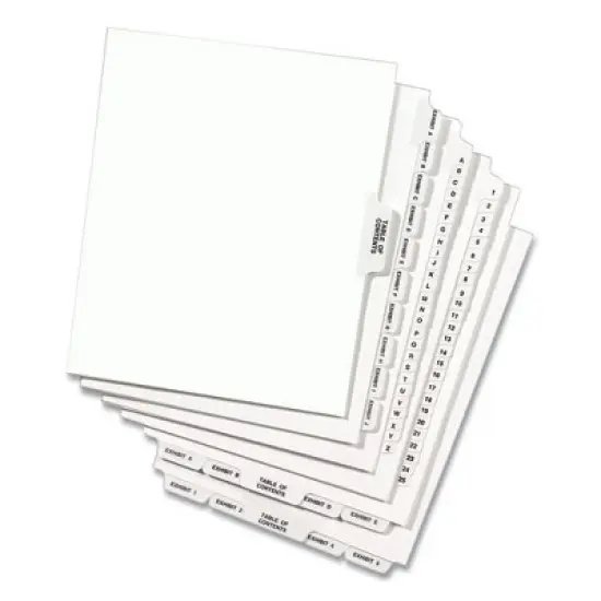 Avery Preprinted Legal Exhibit Side Tab Index Dividers, Avery Style, 25-Tab, 26 to 50, 11 x 8.5, White, 1 Set, (1331) image {4}