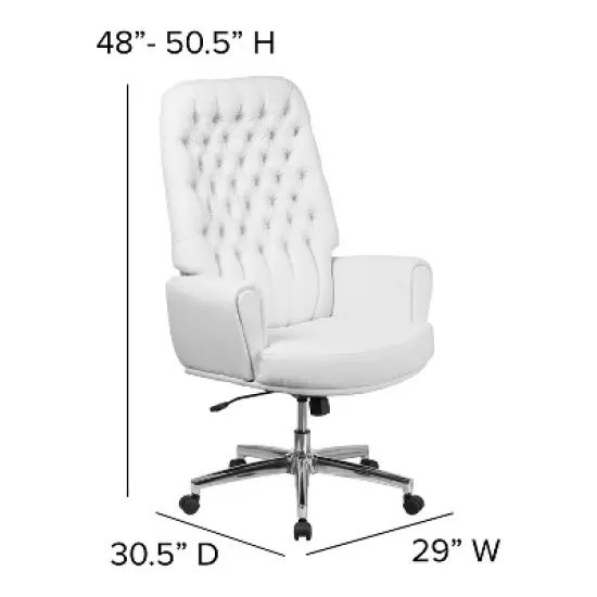Flash Furniture High Back Traditional Tufted LeatherSoft Executive Swivel Office Chair with Silver Welt Arms image {3}