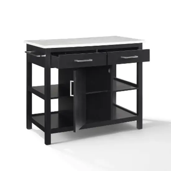 Audrey Faux Marble Top Kitchen Island Black - Crosley image {1}