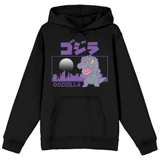 Godzilla Classic Chibi Tokyo Rampage Long Sleeve Black Adult Hooded Sweatshirt image {5}