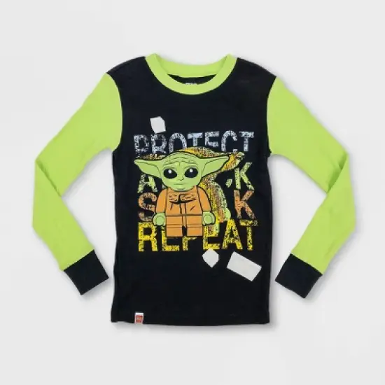 Boys' LEGO Star Wars: The Mandalorian 4pc Cotton Pajama Set - Heather Gray/Green/Back image {1}