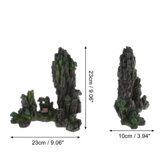 Unique Bargains Aquarium Terrariums Mountain for Fish Tank Landscape Decoration Gray Green 9.06" Height 1pcs image {3}