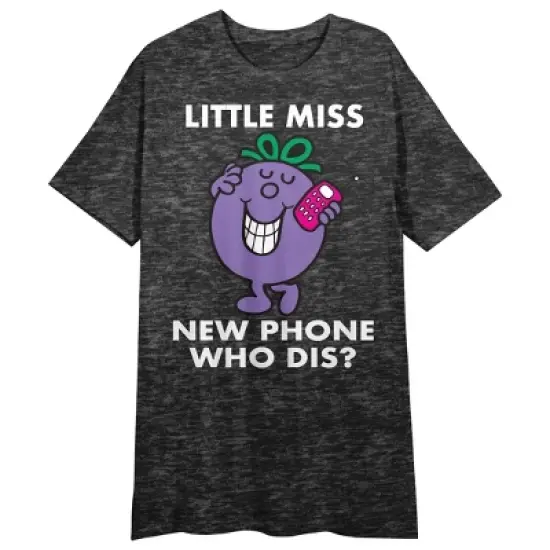 Mr. Men And Little Miss Meme Little Miss New Phone Crew Neck Short Sleeve Charcoal Heather Women's Night Shirt image {4}