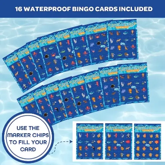 Aqua Pool Bingo Diving Game for Adults & Kids - Dive for & Call 75 Sinking Numbers, Fill Your Card To Win - Summer Swimming Party Fun image {3}