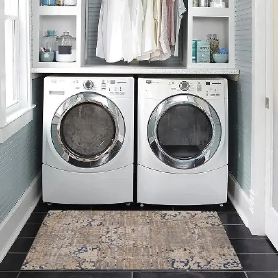 Selkirk Washable Outdoor Rug Navy/Sand - Linon image {8}