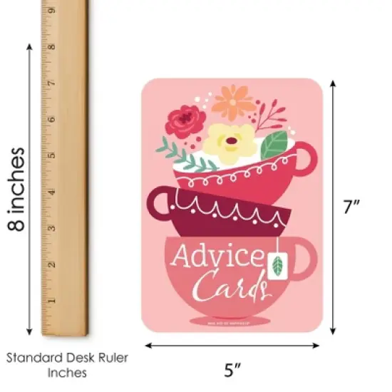 Big Dot of Happiness Floral Let's Par-Tea - Wish Card Garden Tea Party Baby Shower or Bridal Shower Activities - Shaped Advice Cards Game - Set of 20 image {3}