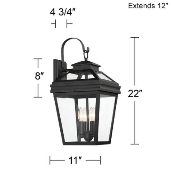 John Timberland Stratton Street Mission Outdoor Wall Light Fixture Textured Black Lantern 22" Clear Glass for Post Exterior Barn Deck House Porch Yard image {7}