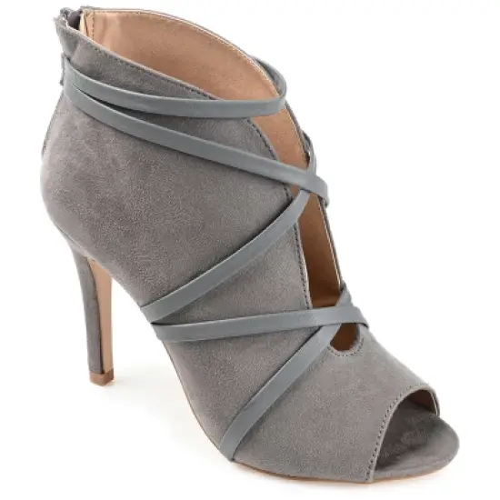 Journee Collection Womens Samara Back Heel Zip Peep Toe Stiletto Booties image {13}