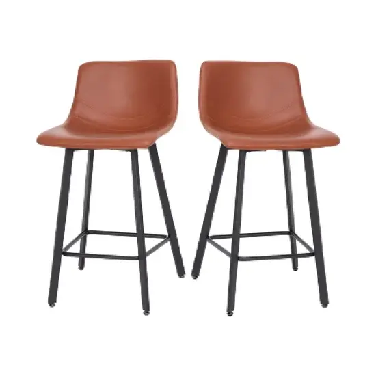 Flash Furniture Caleb Modern Armless 24 Inch Counter Height Stools Commercial Grade with Footrests and Matte Metal Frames, Set of 2 image {12}