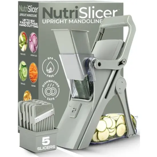 NutriSlicer Upright Mandoline Slicer &ndash; 5 Stainless Steel Blades, BPA-Free and Dishwasher Safe image {11}