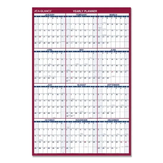 Erasable Vertical/Horizontal Wall Planner, 32 x 48, White/Blue/Red Sheets, 12-Month (Jan to Dec): 2026 image {1}