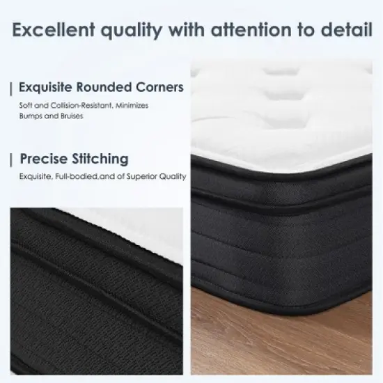 Queen Size Mattress,10 Inch Hybrid Mattress, Individually Pocketed Innerspring, Medium Firm image {5}