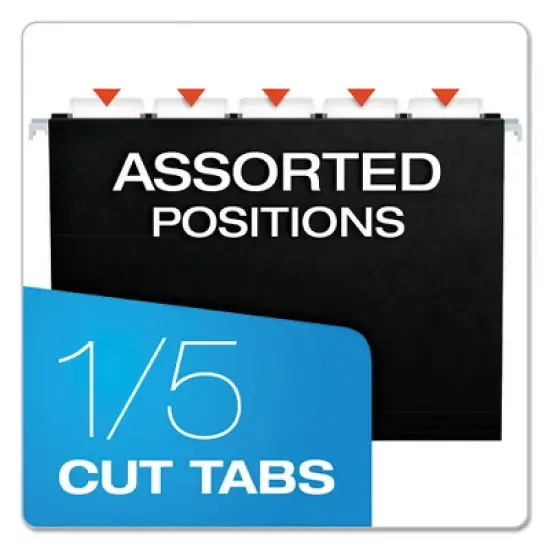 Pendaflex Colored Hanging Folders, Letter Size, 1/5-Cut Tabs, Black, 25/Box image {3}